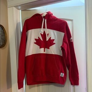 Roots Red and White Maple Leaf Men's Hoodie